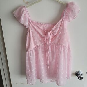 🎉SHEIN Light Pink Floral Blouse